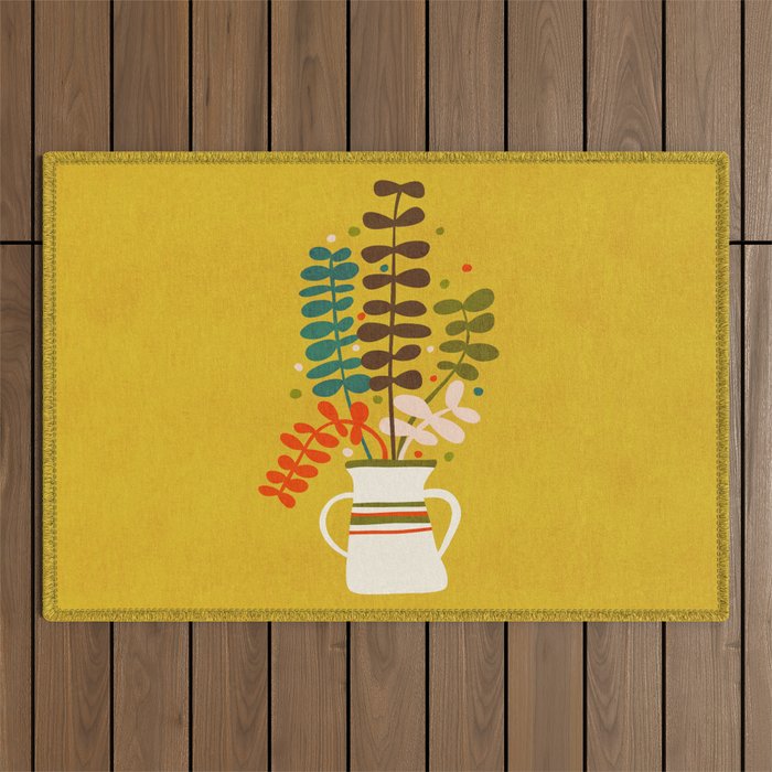 Potted Leaves Outdoor Rug Gallery Image 1