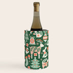 Festive Folk Art Forest Animals - Green and Red Wine Chiller Gallery Image 2