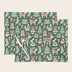 Festive Folk Art Forest Animals - Green and Red Placemat Gallery Image 1