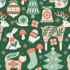 Festive Folk Art Forest Animals - Green and Red Coffee Mug Gallery Image 2