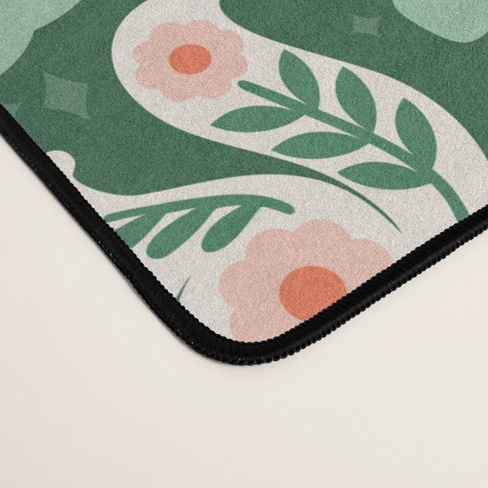 Festive Folk Art Forest Animals - Green and Red Desk Mat Gallery Image 4