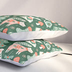 Festive Folk Art Forest Animals - Green and Red Pillow Sham Gallery Image 3