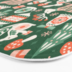 Festive Folk Art Forest Animals - Green and Red Bath Mat Gallery Image 3