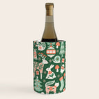 Festive Folk Art Forest Animals - Green and Red Wine Chiller Gallery Image 3
