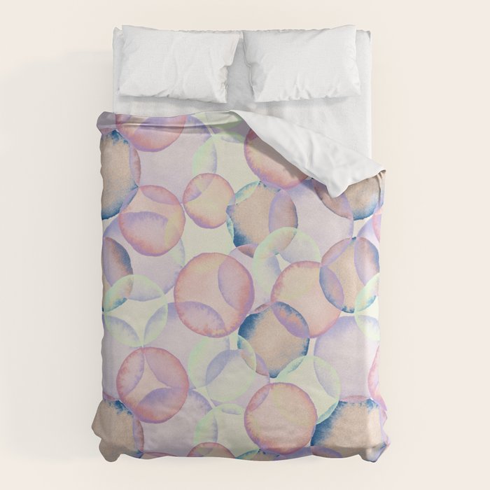 Watercolor circles overlay Duvet Cover Gallery Image 1