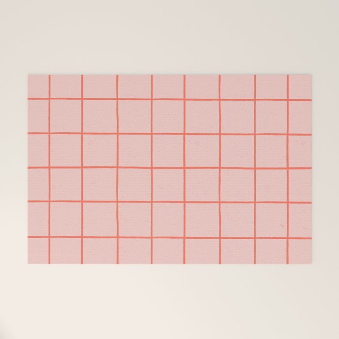 Grid Pattern Peach Welcome Mat Gallery Image 1