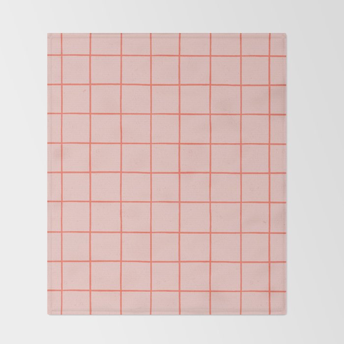 Grid Pattern Peach Throw Blanket Gallery Image 2