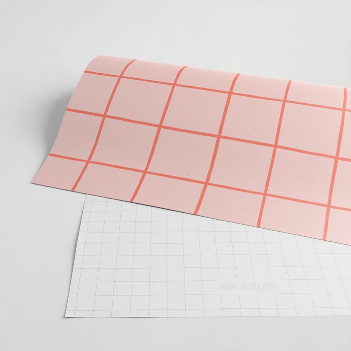 Grid Pattern Peach Wrapping Paper Gallery Image 2