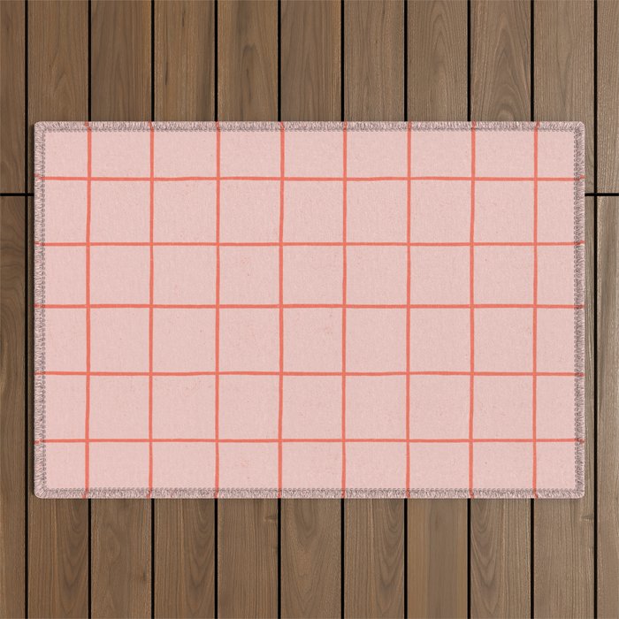 Grid Pattern Peach Outdoor Rug Gallery Image 1