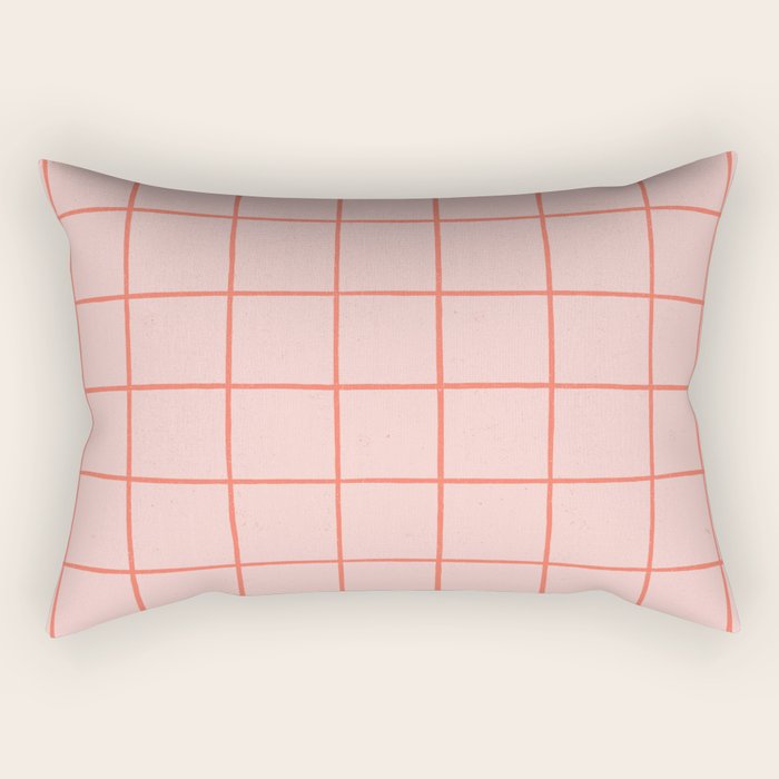 Grid Pattern Peach Rectangular Pillow Gallery Image 2