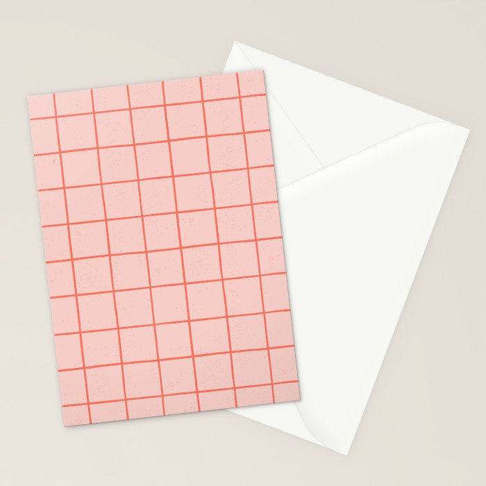 Grid Pattern Peach Stationery Card Gallery Image 2