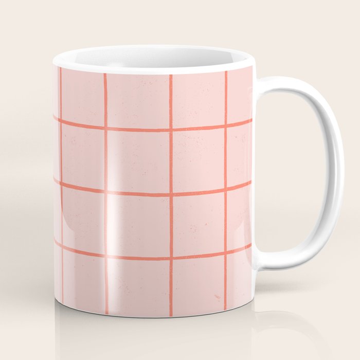 Grid Pattern Peach Coffee Mug Gallery Image 1