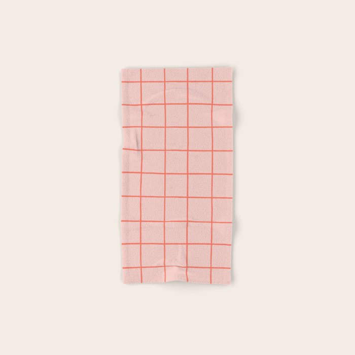 Grid Pattern Peach Bath Towel Gallery Image 1
