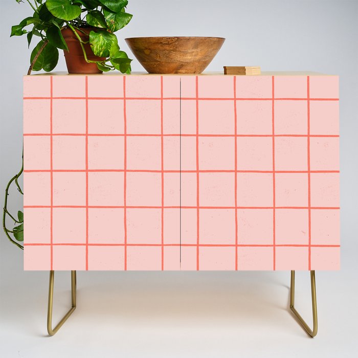 Grid Pattern Peach Credenza Gallery Image 1