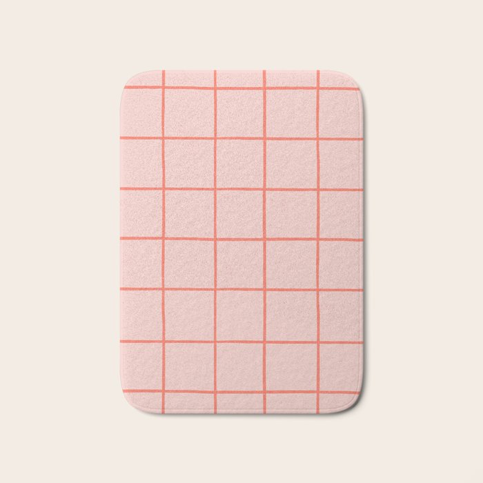 Grid Pattern Peach Bath Mat Gallery Image 1