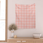 Grid Pattern Peach Wall Tapestry Gallery Image 2
