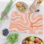 Modern Retro Liquid Swirl Abstract Pattern Salmon Orange Peach Blush Cutting Board Gallery Image 2