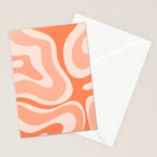 Modern Retro Liquid Swirl Abstract Pattern Salmon Orange Peach Blush Stationery Card Gallery Image 2