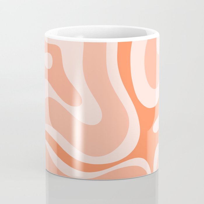 Modern Retro Liquid Swirl Abstract Pattern Salmon Orange Peach Blush Coffee Mug Gallery Image 4