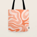 Modern Retro Liquid Swirl Abstract Pattern Salmon Orange Peach Blush Tote Bag Gallery Image 1