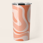 Modern Retro Liquid Swirl Abstract Pattern Salmon Orange Peach Blush Travel Mug Gallery Image 1