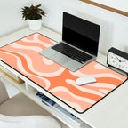 Modern Retro Liquid Swirl Abstract Pattern Salmon Orange Peach Blush Desk Mat Gallery Image 2