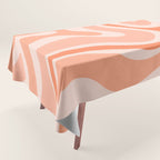 Modern Retro Liquid Swirl Abstract Pattern Salmon Orange Peach Blush Tablecloth Gallery Image 1