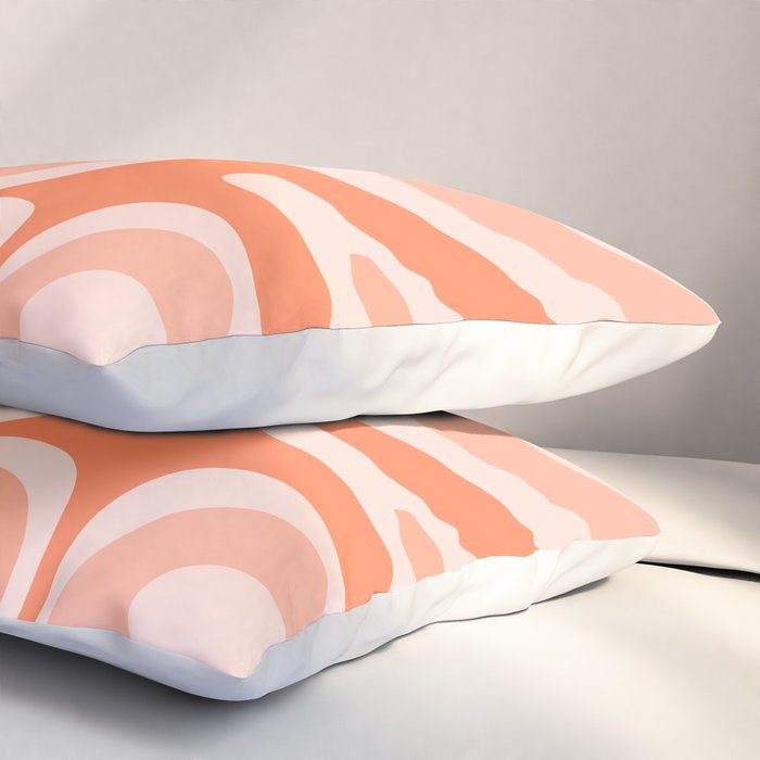 Modern Retro Liquid Swirl Abstract Pattern Salmon Orange Peach Blush Pillow Sham Gallery Image 3