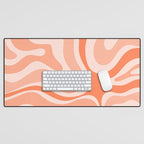 Modern Retro Liquid Swirl Abstract Pattern Salmon Orange Peach Blush Desk Mat Gallery Image 1