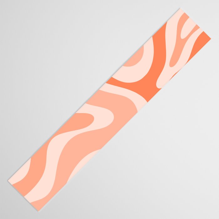 Modern Retro Liquid Swirl Abstract Pattern Salmon Orange Peach Blush Table Runner Gallery Image 3