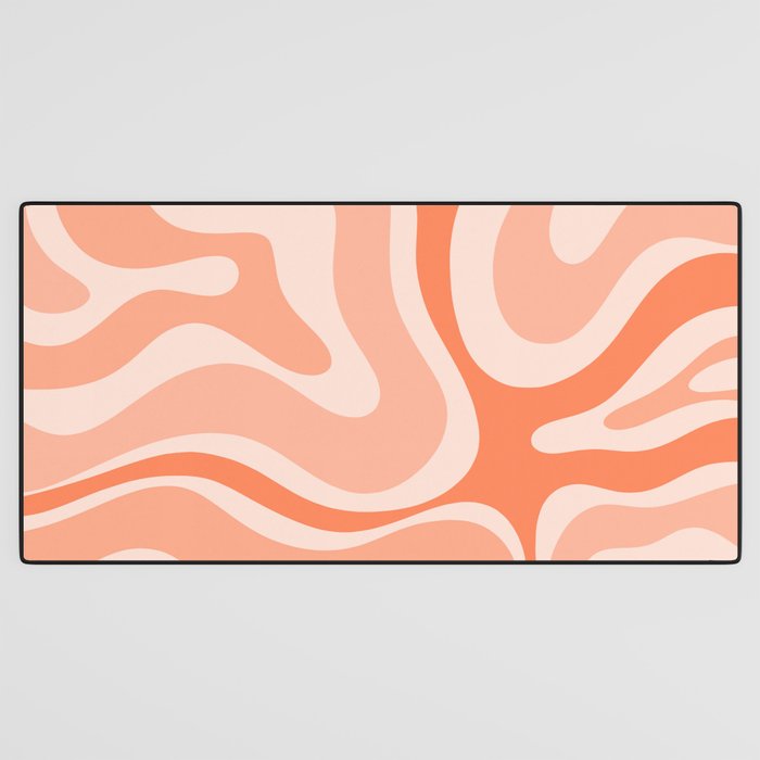 Modern Retro Liquid Swirl Abstract Pattern Salmon Orange Peach Blush Desk Mat Gallery Image 3