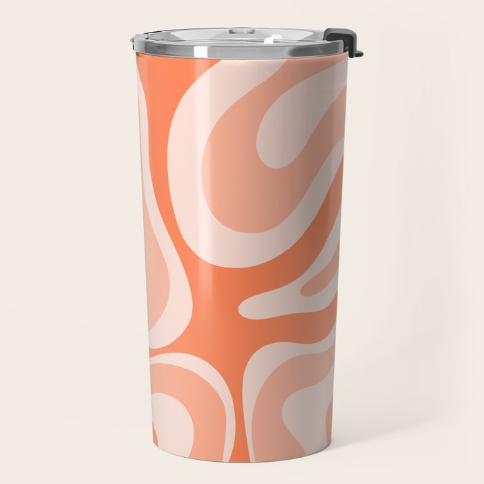 Modern Retro Liquid Swirl Abstract Pattern Salmon Orange Peach Blush Travel Mug Gallery Image 2
