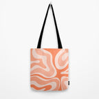 Modern Retro Liquid Swirl Abstract Pattern Salmon Orange Peach Blush Tote Bag Gallery Image 2