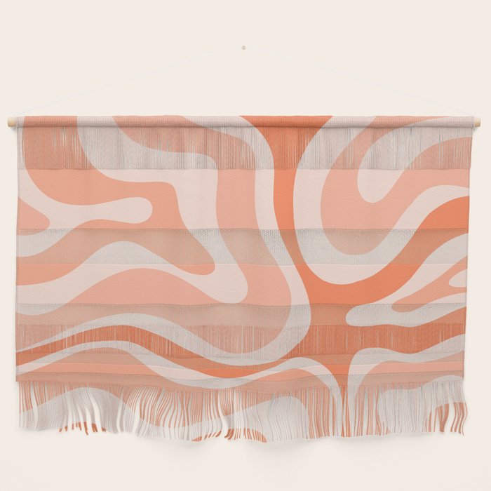 Modern Retro Liquid Swirl Abstract Pattern Salmon Orange Peach Blush Wall Hanging Gallery Image 1