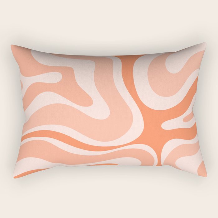 Modern Retro Liquid Swirl Abstract Pattern Salmon Orange Peach Blush Rectangular Pillow Gallery Image 2
