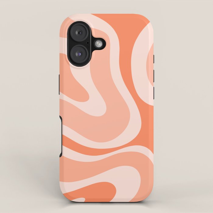 Modern Retro Liquid Swirl Abstract Pattern Salmon Orange Peach Blush iPhone Case Gallery Image 1