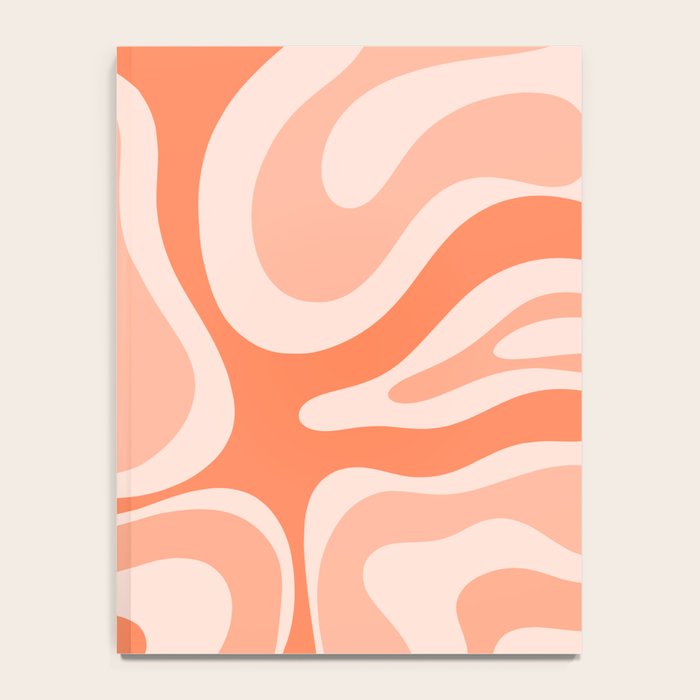 Modern Retro Liquid Swirl Abstract Pattern Salmon Orange Peach Blush Notebook Gallery Image 4