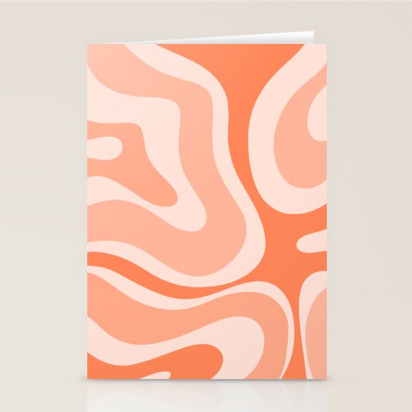Modern Retro Liquid Swirl Abstract Pattern Salmon Orange Peach Blush Stationery Card Gallery Image 1