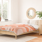 Modern Retro Liquid Swirl Abstract Pattern Salmon Orange Peach Blush Duvet Cover Gallery Image 2