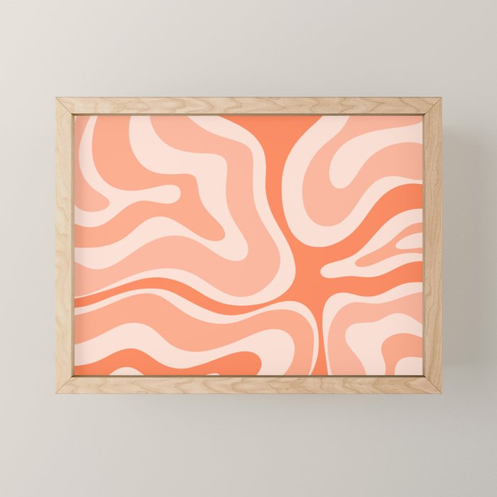 Modern Retro Liquid Swirl Abstract Pattern Salmon Orange Peach Blush Mini Art Print Gallery Image 1