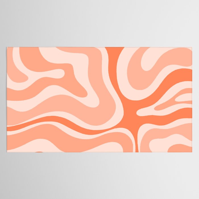 Modern Retro Liquid Swirl Abstract Pattern Salmon Orange Peach Blush Tablecloth Gallery Image 2
