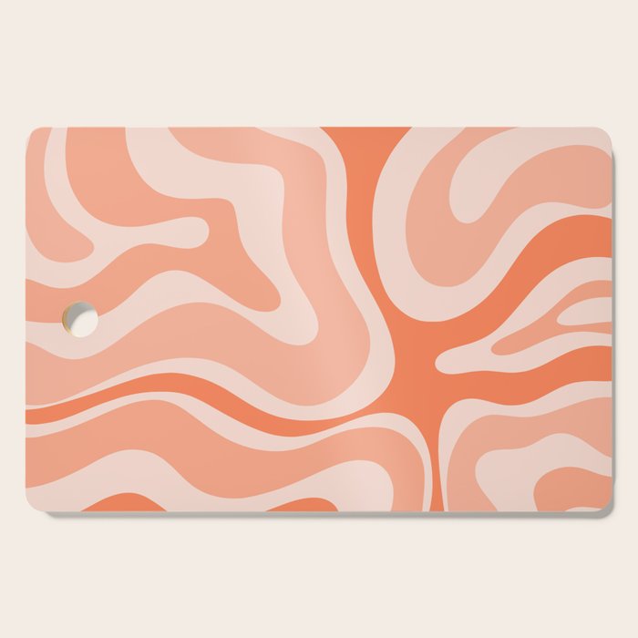 Modern Retro Liquid Swirl Abstract Pattern Salmon Orange Peach Blush Cutting Board Gallery Image 1