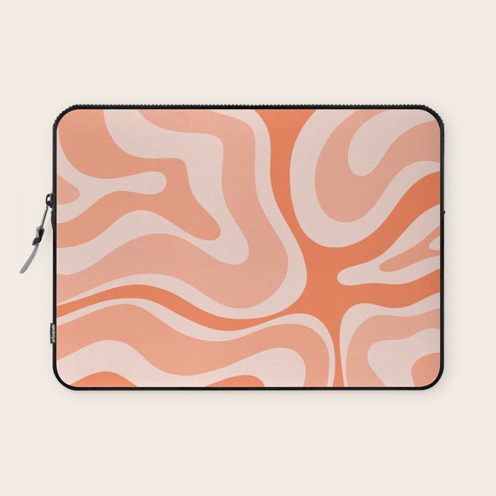 Modern Retro Liquid Swirl Abstract Pattern Salmon Orange Peach Blush Laptop Sleeve Gallery Image 1