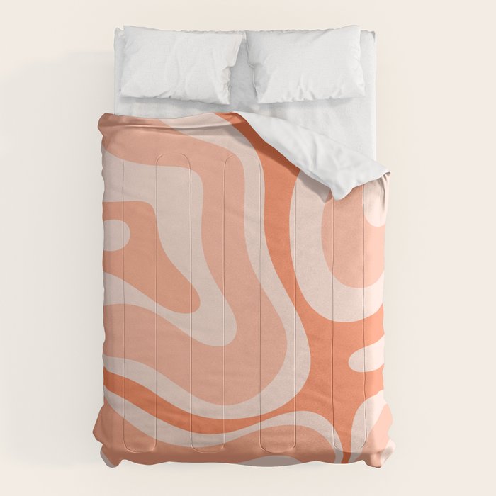 Modern Retro Liquid Swirl Abstract Pattern Salmon Orange Peach Blush Comforter Gallery Image 1