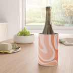 Modern Retro Liquid Swirl Abstract Pattern Salmon Orange Peach Blush Wine Chiller Gallery Image 4