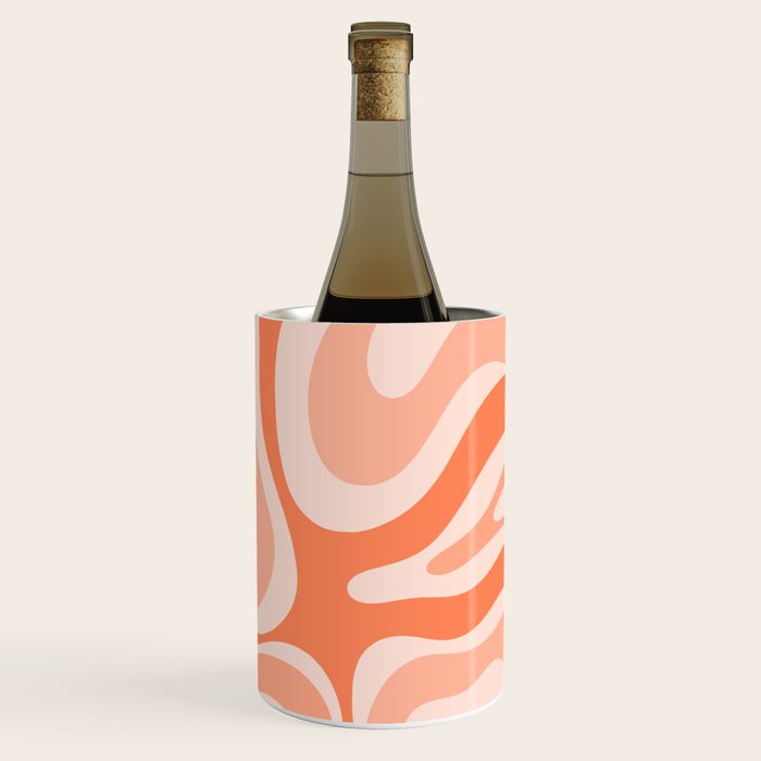 Modern Retro Liquid Swirl Abstract Pattern Salmon Orange Peach Blush Wine Chiller Gallery Image 3