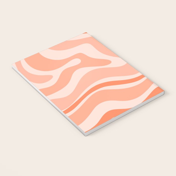 Modern Retro Liquid Swirl Abstract Pattern Salmon Orange Peach Blush Notebook Gallery Image 3