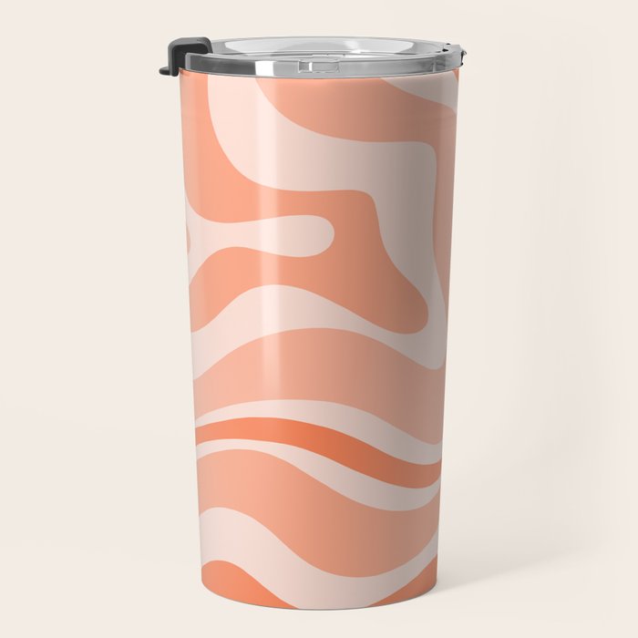 Modern Retro Liquid Swirl Abstract Pattern Salmon Orange Peach Blush Travel Mug Gallery Image 3