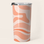 Modern Retro Liquid Swirl Abstract Pattern Salmon Orange Peach Blush Travel Mug Gallery Image 3
