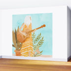 Music Soothes My Soul | Urban Hippie Bohemian Woman Playing the Guitar | Plant Lady Painting Wall Mural Gallery Image 2